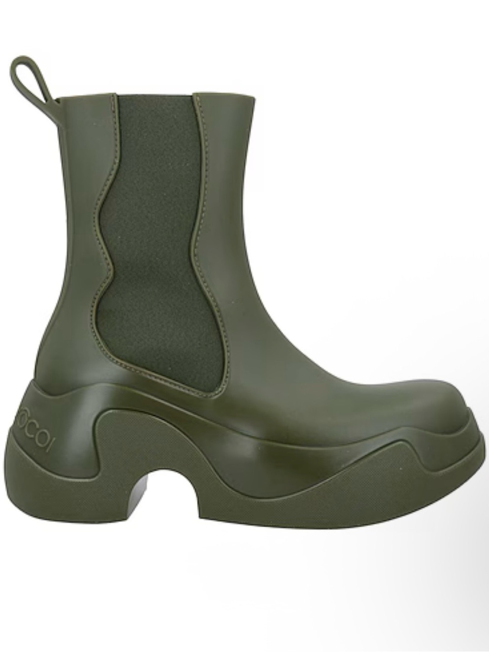Women's Olive Green Platform Chelsea Rain Boot